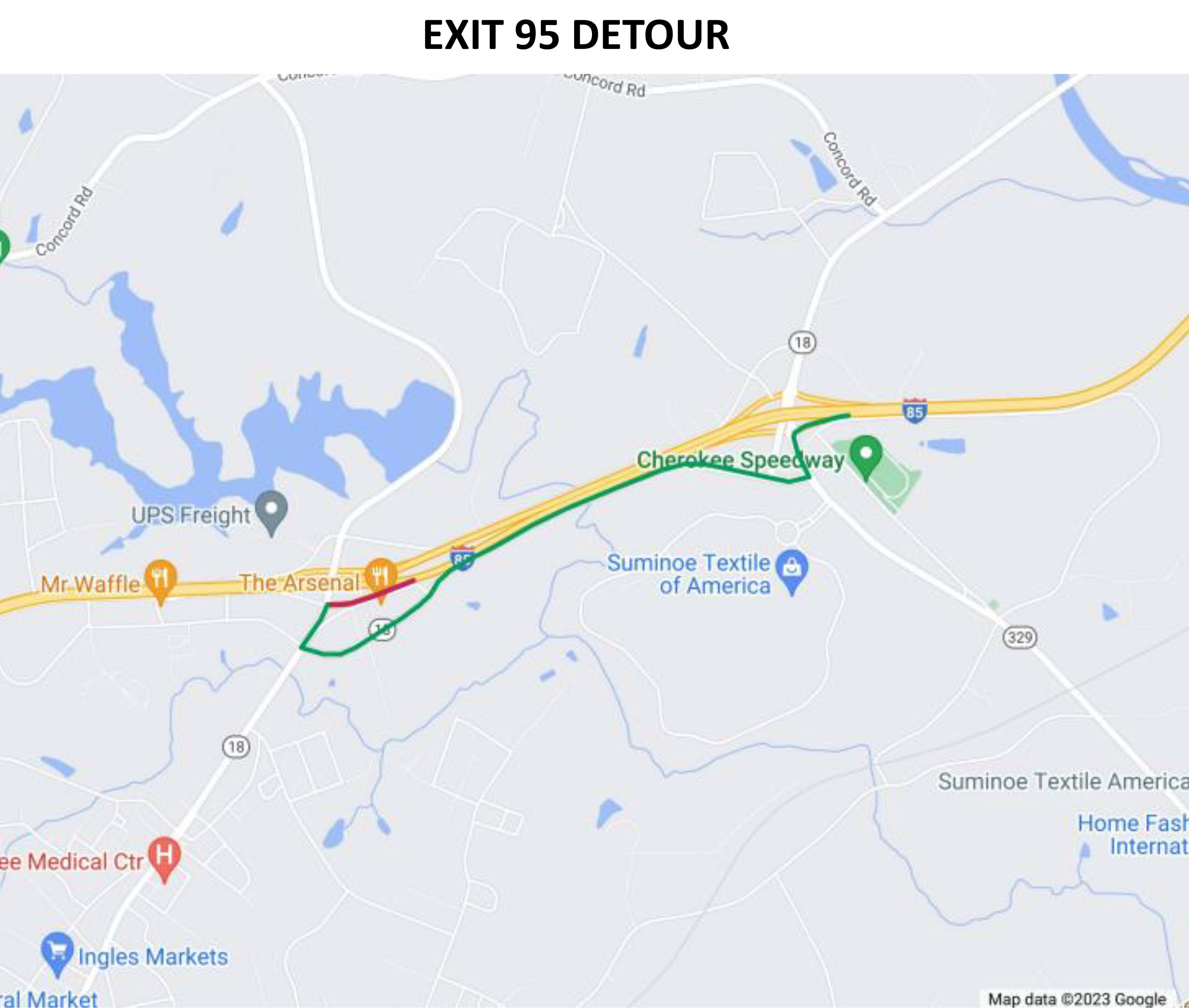 Exit 95 Detour map
