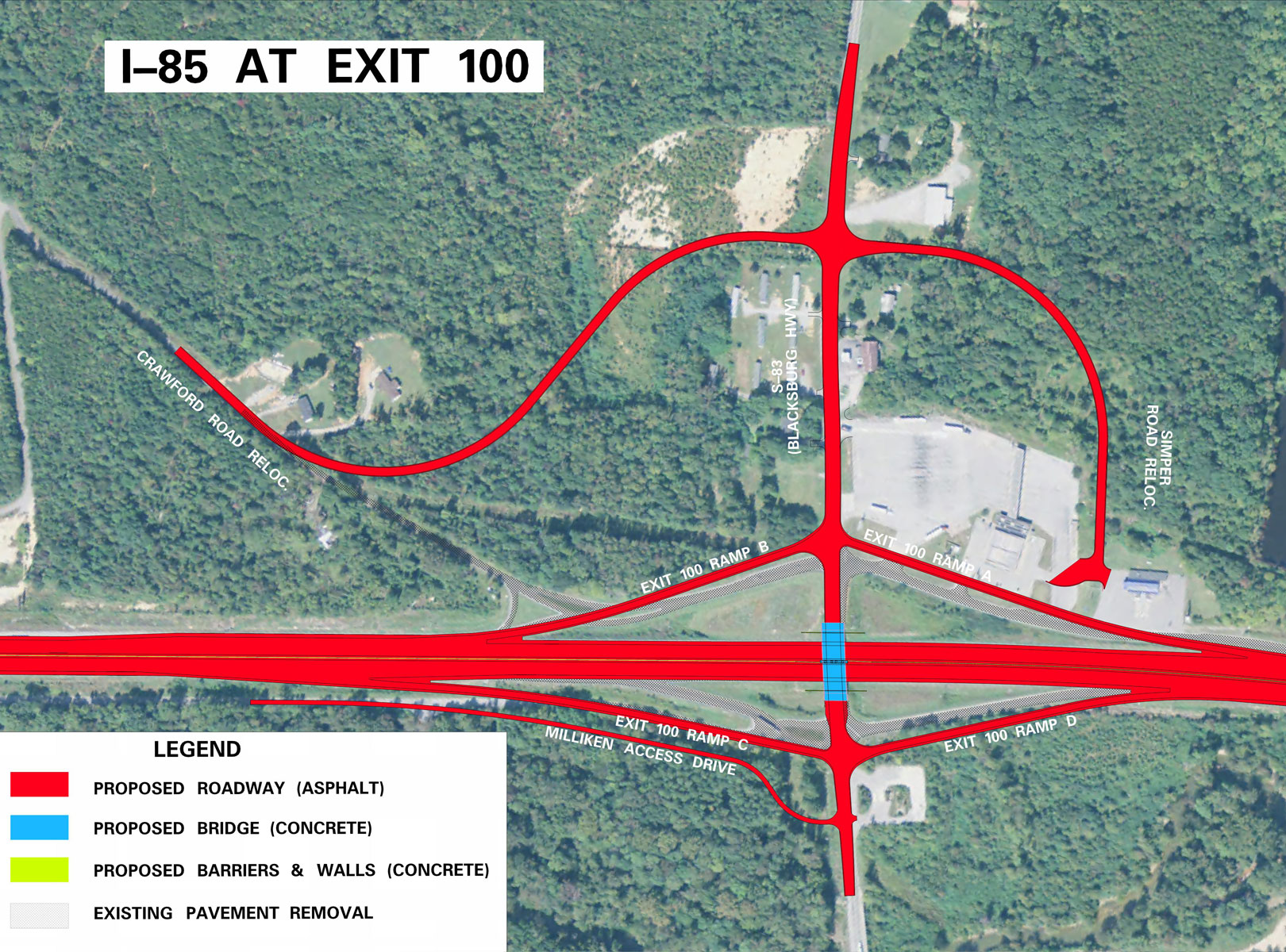 Rendering of I85 road construction around exit 100