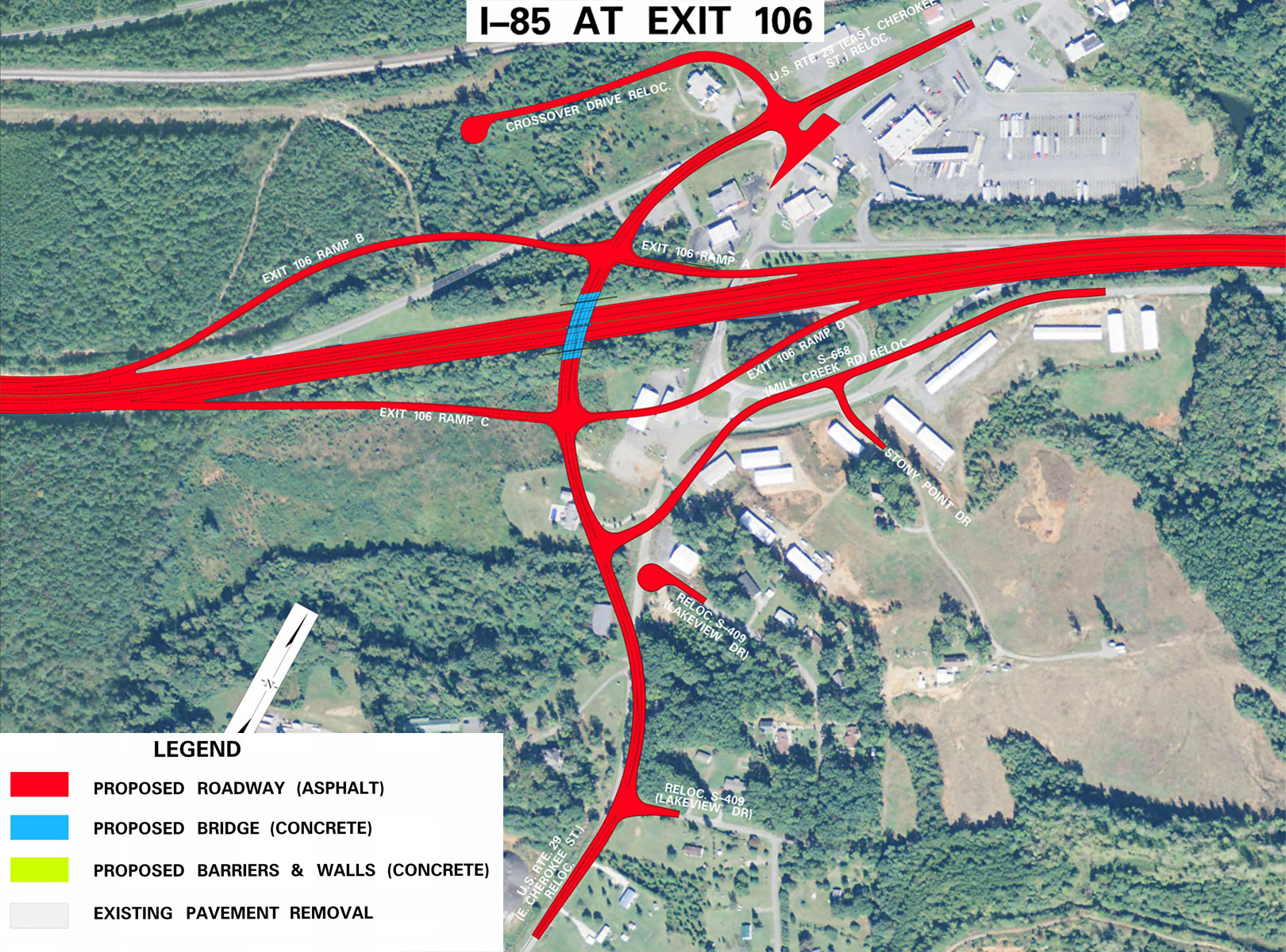 Rendering of I85 road construction around exit 106