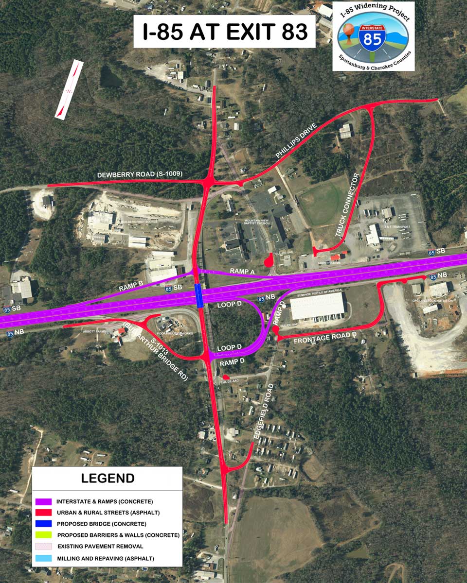 Rendering of I85 road construction around exit 83