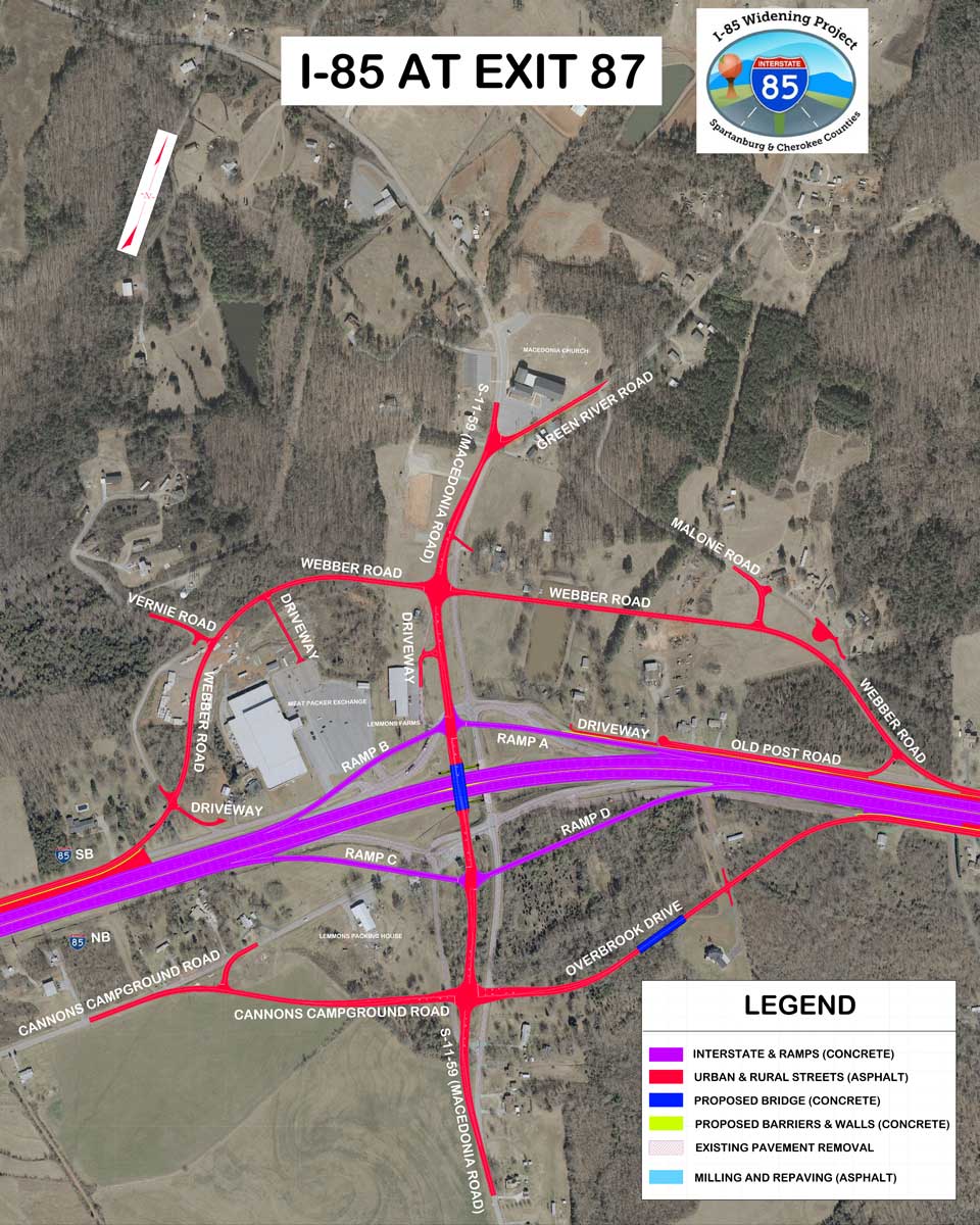Rendering of I85 road construction around exit 87