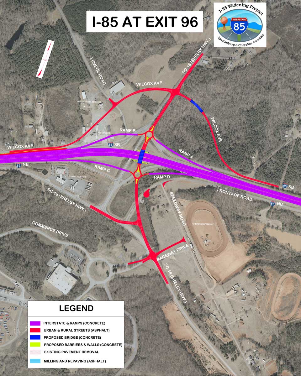 Rendering of I85 road construction around exit 96